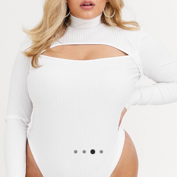 ASOS WHITE Peek-a-boo Bodysuit - Picture 1 of 5